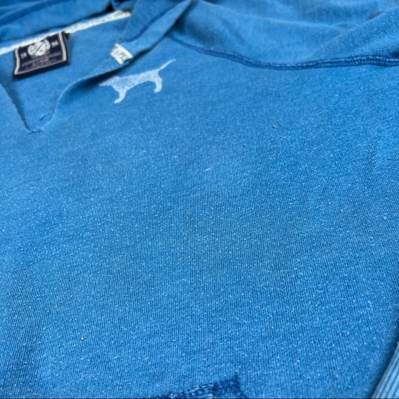 VS Pink Distressed Blue Star Notch Top Hoodie Sweater Large - Picture 5 of 11